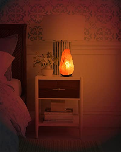 Salt Lamp with Dimmer Switch | Finest 100% Natural Himalayan Salt Lamp Hand Crafted Wooden Base -Salt Lamps Himalayan - Pink Salt Lamp Table Lamp Crystal Lamp Night Light Rock Salt Lamp (4-6 Kg)