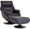 Relaxsessel mit Hocker HWC-K99, Fernsehsessel Sessel, Wippfunktion drehbar, Metall Echtleder/Kunstleder - schwarz