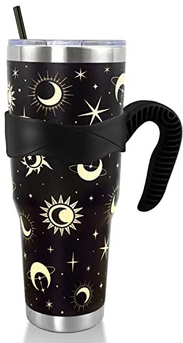 Goth Tumbler, Hexe Reisebecher, 1.2 l Becher mit Griff und Strohhalm, Gothic Halloween Hexe Kaffeetasse/Tasse, Gothic Hexe Geschenke für Frauen, Hexenzubehör Geschenk, Hexenbecher