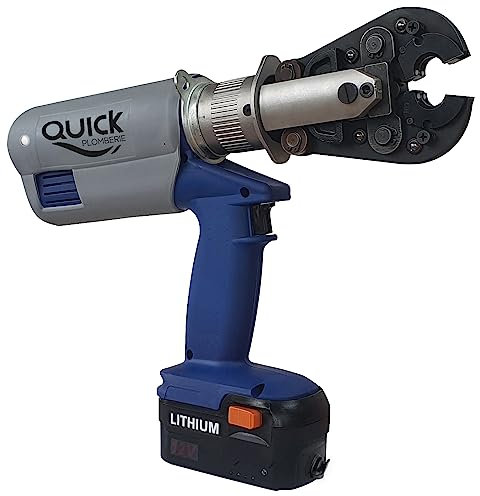 Pressatrice multistrato profili TH - H - U | Kit completo: pressatrice + 4 ganasce TH (Ø12, 16, 20, 26) + 2 batterie 12V 3Ah + caricatore | Testa girevole 90° | Ritorno automatico | QUICK PLOMBERIE