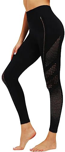 In One Clothing - Damen Leggings für Sport, Fitness, Outdoor und Loungewear, super elastisch und mit hohem Bund für knitterfreien, komfortablen Sitz in der Farbe schwarz Grösse L