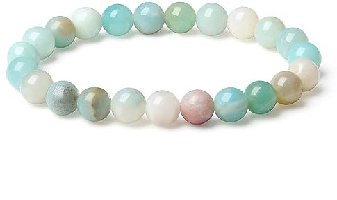 XIANNVXI Amazonit Armband Kristalle Perlenarmband Echte Steine Armbänder Damen 8mm