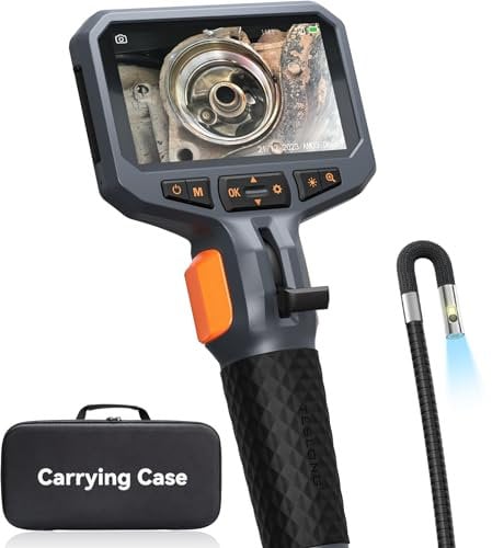 Dual Lens Articulating Inspection Camera, Teslong 4.5'' IPS Endoscope Inspection Camera with Articulated Probe, Flexible Borescope with Light for Wall/Automotive/Engine Inspect (1.55 Meter/8.5mm)