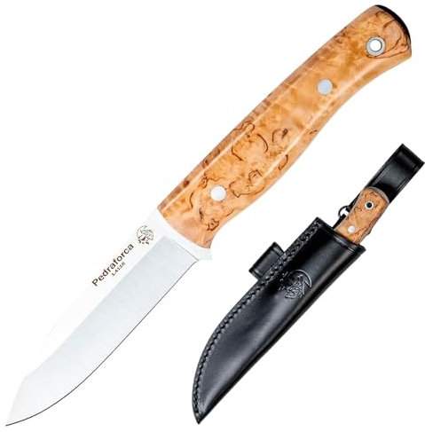 J&V PEDRAFORCA Coltello a Lama Fissa per Bushcraft Sopravvivenza Caccia Pesca Campeggio e Outdoor, Lama 10,5 cm con Guaina, Handmade in Spain