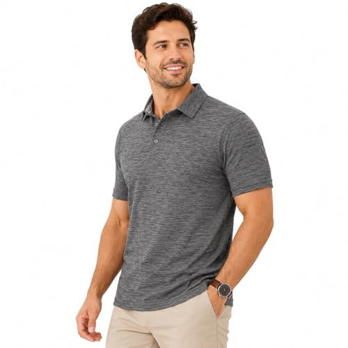 Blu Apparel Mens Golf Polo Shirts Breathable Quick Dry 4-Way Stretch Moisture Wicking Soft Golf Shirts for Men