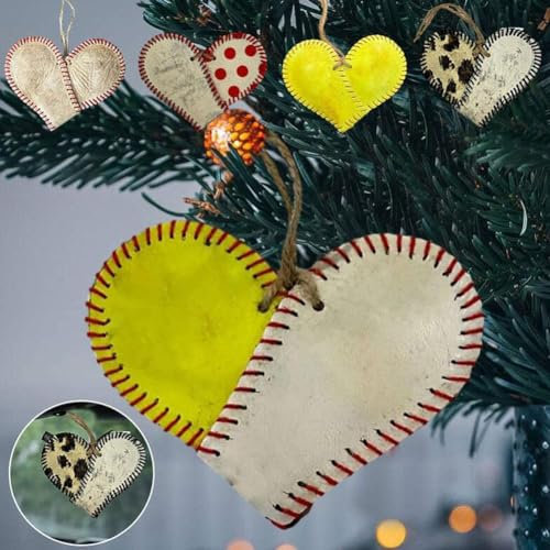Handgefertigtes Vintage-Baseball-Herz, 1/5 Stück Baseball-Herz-Ornament, lustige Valentinstagsdekoration, besonderes und einzigartiges Geschenk für Baseball-Liebhaber, Baseball-Ornamente für Jungen
