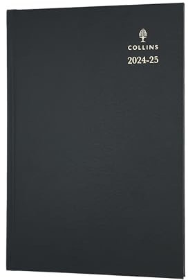 Collins Standard-Schreibtisch-Terminplaner für die Mitte des Jahres, A5, Wochenansicht, akademisches Jahr 2024–25, FSC-Papier, Schwarz, Wochenplaner für Schüler, Lehrer, 38M.99-2425, Juli 2024 bis