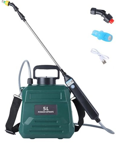 Pulverizador a Batería Eléctrico de Plantas | Mango Recargable USB y 3 Boquillas de Niebla - 5 Litros de Jardín, Portátil Con Correa Ajustable