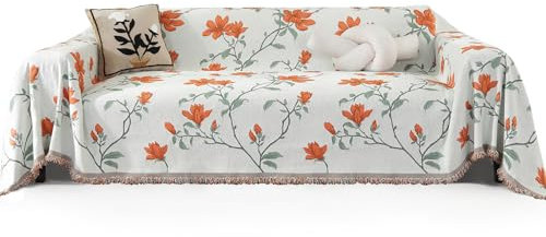 jianyana Kapok-Möbelschutz, Sofaüberwurf für 1-, 2-, 3-Sitzer, 100% Polyester, multifunktionaler Couchbezug, waschbarer Möbelschutz (orangefarbener Kapok, 180 x 300 cm)