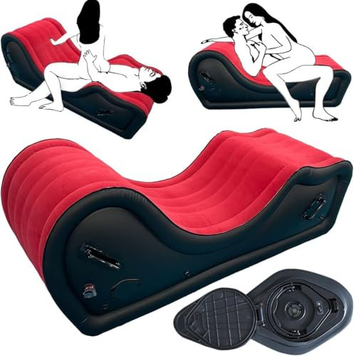 Yocare Sex Möbel für Paare BDSM, aufblasbarer Sex Bondage Sofa Stuhl mit eingebauter Luftpumpe, G Punkt Position Kissen Ramp Kissen für erwachsene Frauen sexuelles Vergnügen, rot