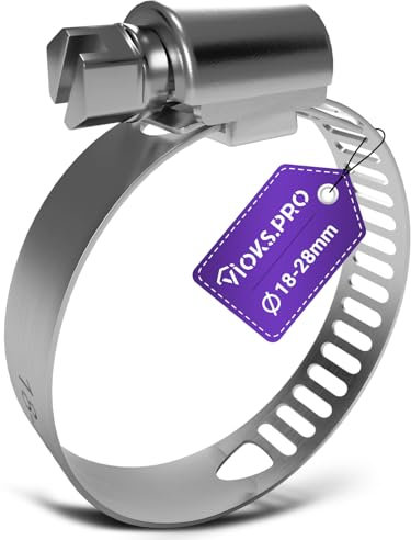 Viоks.pro - Fascetta stringitubo in acciaio cromato, diametro 18-28 mm, morsetto per tubo dell'acqua, tubo di scarico, fissaggio per lavastoviglie e lavatrice