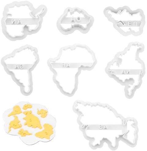 7 Stück Weltkarte Form Ausstechformen Kuchen Dekorieren Schablone Sieben Kontinente Form Ausstechformen Set für Kuchen Kekse Cupcakes Fondant Gebäck