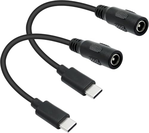 Artilits Cable de alimentación USB C macho de 30 cm a CC de 5,5 x 2,1 mm, compatible con cable de alimentación de 5 V, 12 V, 20 V, conector tipo C, hecho para banco de energía, ventilador pequeño