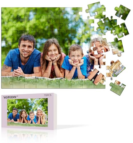 Custom Jigsaw Puzzle from Photo - 70/300/500/1000 Personalised Jigsaw Puzzle,Customized Wood with Picture Gifts for Family,Friend,Lover on Wedding,Birthday,Christmas,Valentine's Day (70 PCS)