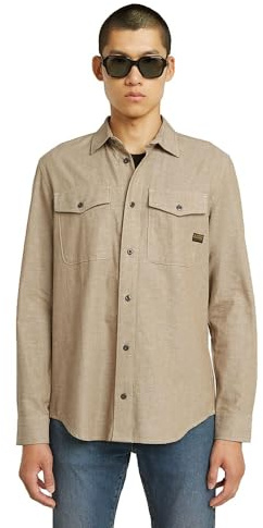 G-STAR Men's Navy Slim Long Sleeve Shirt, Multicoloured (Toggee/Milk D24963-d914-h051), M