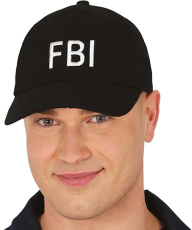 FIESTAS GUIRCA | FBI Mütze (Einheitsgröße) - Kostümzubehör für Polizeikostüme, Halloween und Karneval - Ideal für Cosplay - Unisex für Erwachsene - Schwarz