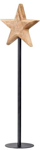 levandeo Stern Aufsteller H50cm Mangostern Natur Schwarz Fensterdeko Weihnachten Holzstern Tischaufsteller Weihnachtsdeko