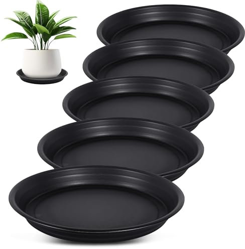 5 Pièces Soucoupes pour Plantes, 28cm Fleur Plastique Soucoupes Pots, Coupelle Pot de Fleur, Dessous de Jardinière en Plastique Rond Convient pour l'intérieur et l'extérieur