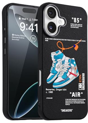 CHBSHENG Cool Design Phone Case for iPhone 16 Case for Boys Men Aesthetic Shockproof Basketball Sneaker Sports Designer Cases Compatible with iPhone 16 Blue