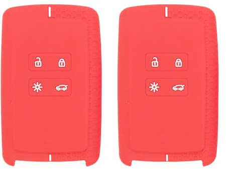 KULCSOK Lot de 2 coques de protection en silicone pour clé de Renault Dacia Sandero Stepway Duster Clio Jogger Scenic Zoe Kadjar Captur Keycard - Rouge