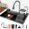 Fregadero Cocina 80x45cm, Fregadero De Acero Inoxidable 1 Seno, Fregadero Cascada Multifuncional, Fregadero Grande Sobre Encimera Con Accesorios Incluidos, Fregadero De Cocina Moderno