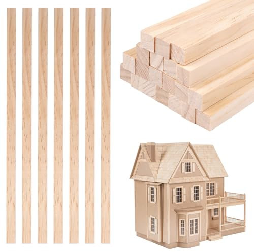 20 Stück Holzleisten Quadratisch 1,2 x 1,2 x 30 cm, Holzklötzchen zum Basteln, Bastelholz Eckig,Holzstäbe Natur Kiefer, Holzstreifen Unbehandelter, Vierkantholz für Modellbau, Stütz, Rahmenbau