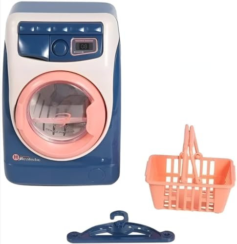 Lavadora Mini Juguete, Electrodomésticos para Jugar, con luz, Incluye cesto y Perchas, Limpieza Ropa, Electrodoméstico, Juguetes para niños +3 años