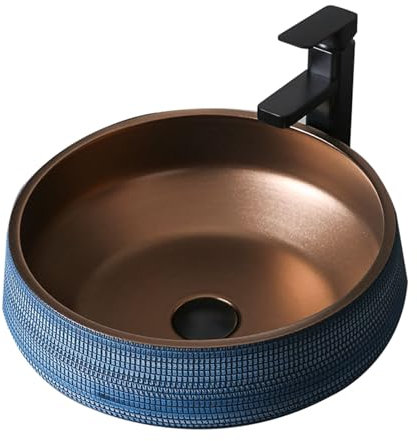 asdchZen Lavabo De Encimera, Estilo Industrial Posmoderno, 41 X 41 X 15 Cm (16,1 X 16,1 X 5,9 Pulgadas), Azul