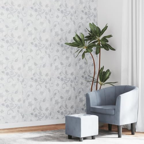 GCHDHAPB Tapete 3D Blumen Muster Grau 10x0,53m Vlies Haus & Garten Dekor Tapete