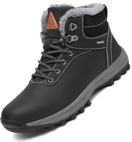 Mishansha Stivaletti Invernali con Pelo Uomo Donna Gr.36-48 EU | Unisex Scarpe Invernali,Antiscivolo Stivaletti,scarpe da neve,scarponcini invernali