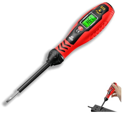 Non Contact Voltage Tester Pen,Flathead Screwdriver,Live Wire Circuit Tester,Led Light & Buzzer Alarm,2-In-1 Electrical,Flat Head Screwdriver,Magnetic Electrician Tool (Red)