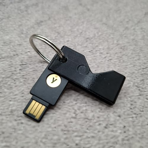Case Schutzhülle Schwarz kompatibel mit Yubico Yubikey 5 NFC USB-A | Hülle mit Clic-Verschluss Klapp-Design und Schlüsselring zu Sicherheitsschlüssel - Schutz vor Verlust & Abnutzung