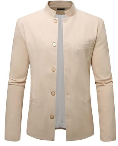 Generisch Blazer pour homme - Occasion formelle avec col chinois - Coupe ajustée - Col montant - Veste de costume élégante - Business Casual - Costume Zhongshan