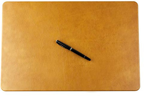 DELMON VARONE - Personalisierbare Schreibtischunterlage Premium Leder Vintage Anilin braun, Rutschfeste Echtleder Schreibunterlage abwaschbar, Schreibtisch Unterlage geeignet als Mousepad, 50x30 cm