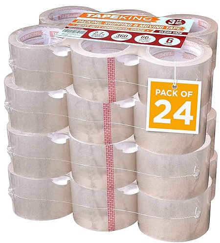Tape King Clear Packing Tape 3 Inch Wide (Case of 24 Rolls) - 60 Yards Per Refill Roll, (2.7mil Thick) Strong Sealing Adhesive Industrial Depot Tapes for Moving, Packaging, Shipping, Office & Storage