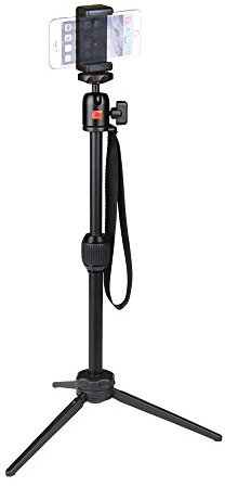 CAMBOFOTO Phone Stand Lightweight Aluminum, Portable Travel Tripod with 360° Ball Head & Phone Clip, Compact Desktop Tripod for Smartphone,Vlogging, Tabletop Photography (Max 4KG Load)
