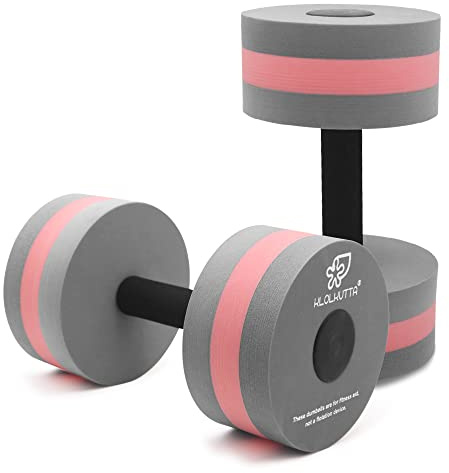KLOLKUTTA Aquatic Dumbells, 2PCS Water Aerobic Exercise Foam Dumbbell Pool Resistance,Water Aqua Fitness Barbells Hand Bar Exercises Equipment for Weight Loss Grey