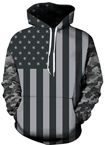 Ocean Plus Herren 3D Kapuzenpullover Hoodie Halloween Cosplay Sweatshirt Hooded Sweat Einzigartig Galaxie Pullover (L/XL (Brustumfang: 114-134CM), Camouflage USA Flagge)