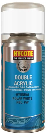 Hycote Double Acrylic Aerosol Car Spray Paint, Hyundai - Polar White, 150 ml