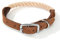 Mile High Life Collier pour Chien en Corde de Coton Qualité Supérieure avec Acier Inoxydable Boucle Ardillon Collier en Cuir Véritable(S, Brun Clair)