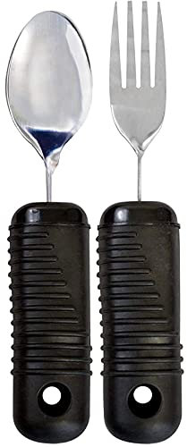 SHENXIAOMING Juego De Tenedor Y Cuchara Curva Adaptable - Juego De Cubiertos De Agarre Fácil De 2 Piezas para Ancianos, Artritis Y Discapacidades - Cubiertos Angulados Antivibración