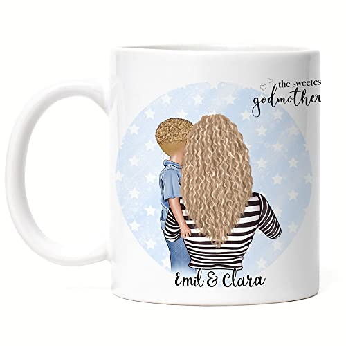 Kiddle-Design Tante Kind Tasse Personalisiert Name und Frisur Tante Neffe Geschenk Kaffeetasse für Tante Patentante