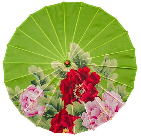 Vocttaiy Parasol de style chinois classique en papier huilé, parapluie imperméable à la pluie, parasol suspendu en papier floral multicolore et parasol en papier peint en bambou (C), taille unique