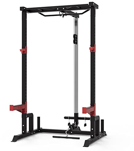 Train Hard Half Cage Kniebeugeständer Squat Rack Power Rack Smith Machine Multipresse (Rack + Klimmzug & Latzug)
