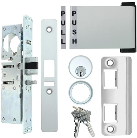Summit Doorware Adams Rite Style Mortise Deadlatch Storefront Door Lock Kit | Paddle Handle with Mortise Cylinder & Key 1-1/8 Backset, Aluminum Finish Replacement for 4510 Series, 4590 Paddle Handle