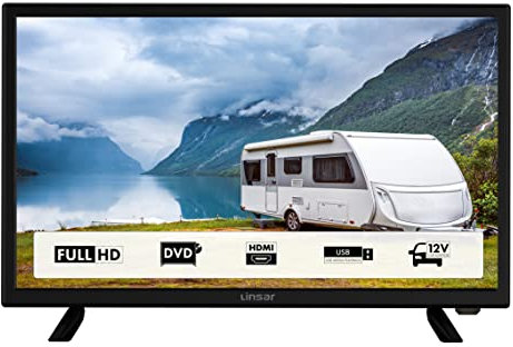 Linsar 24FHD220SC Télévision 24 Pouces(60 cm)avec Lecteur DVD intégré pour Mobil-Homes et caravanes Adaptateur Voiture 12V, Dolby Audio, Triple Tuner DVB-C/T2/S2, HDMI, USB, Sortie Audio numérique