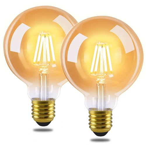 GBLY 2er pack LED Glühbirne E27 Vintage Lampe - G80 Warmweiss Filament Leuchtmittel 2700K 4W Edison Retro Glühlampe Warmweiß Birne Glas Antike Energiesparlampe für Hotel Haus Café Bar