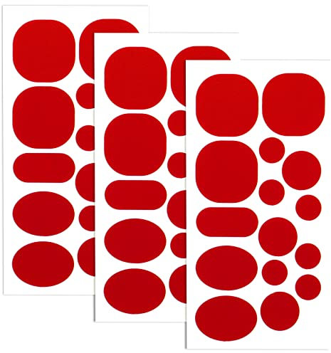 Skystuff 45 Stück Daunenjacke Flicken Nylon Reparaturband selbstklebende Reparatur Patch für Jacke Zelt Oberbekleidung Reparatur, runde und ovale Form, rot