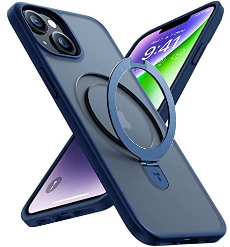 TORRAS Ostand Series for iPhone 14/13 Case, MagSafe Compatible, Kickstand, Military-Grade Shockproof, Blue Silicone Stand Case