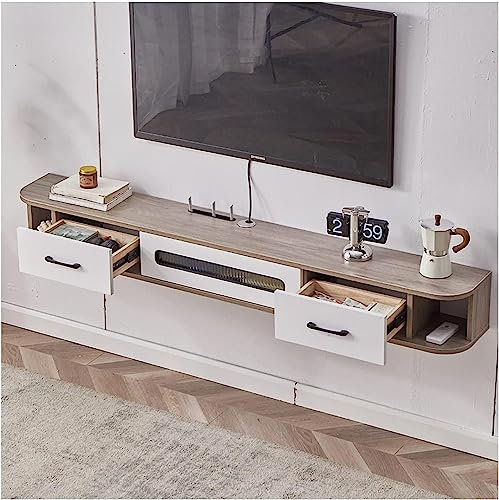 Schwebender Fernsehschrank, an der Wand montierter Fernsehständer, Entertainment Mediao-Videokonsole für Wohnzimmer/Grau/140 x 24 x 20 cm